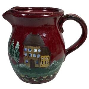 Vintage Stoneware Pottery Pitcher Folk Art Creamer Country House